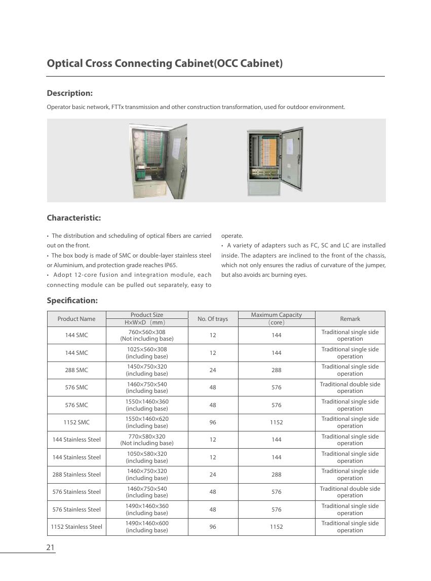 Optical Cross Connecting Cabinet (OCC) — ZTT fiber optic product