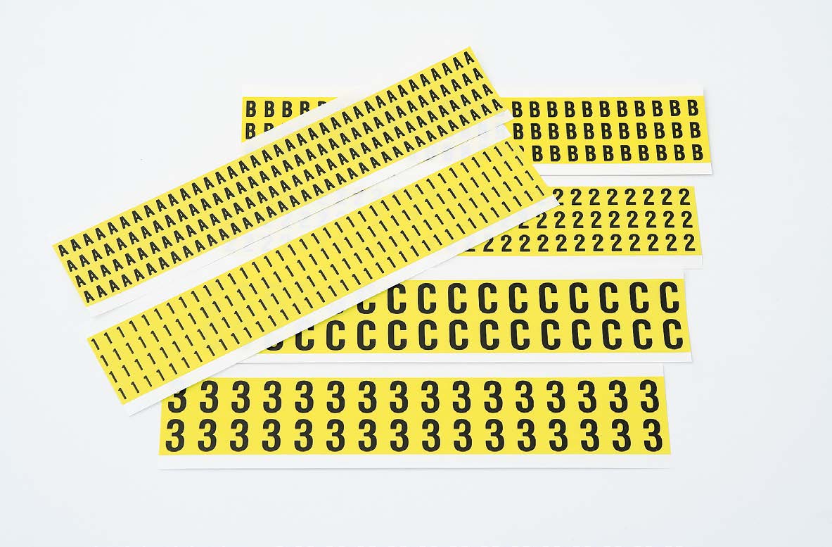 MT80 Acrylic Numbers & Letters (Sheets) — Partex component marking product