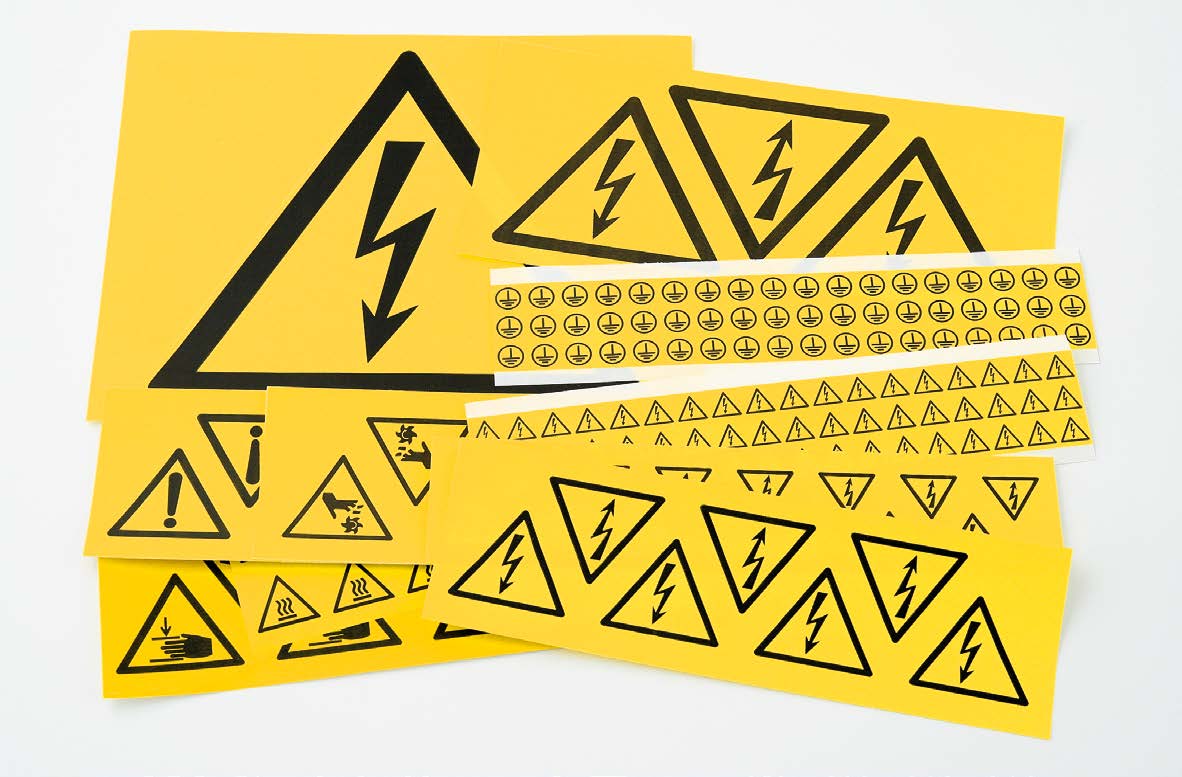 MT304-106 Laminated Vinyl Warning Symbols (Sheets) — Partex component marking product