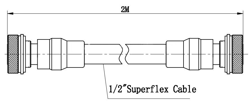 1/2" superflex jumper cable with 4.3-10 Male connectors on both sides